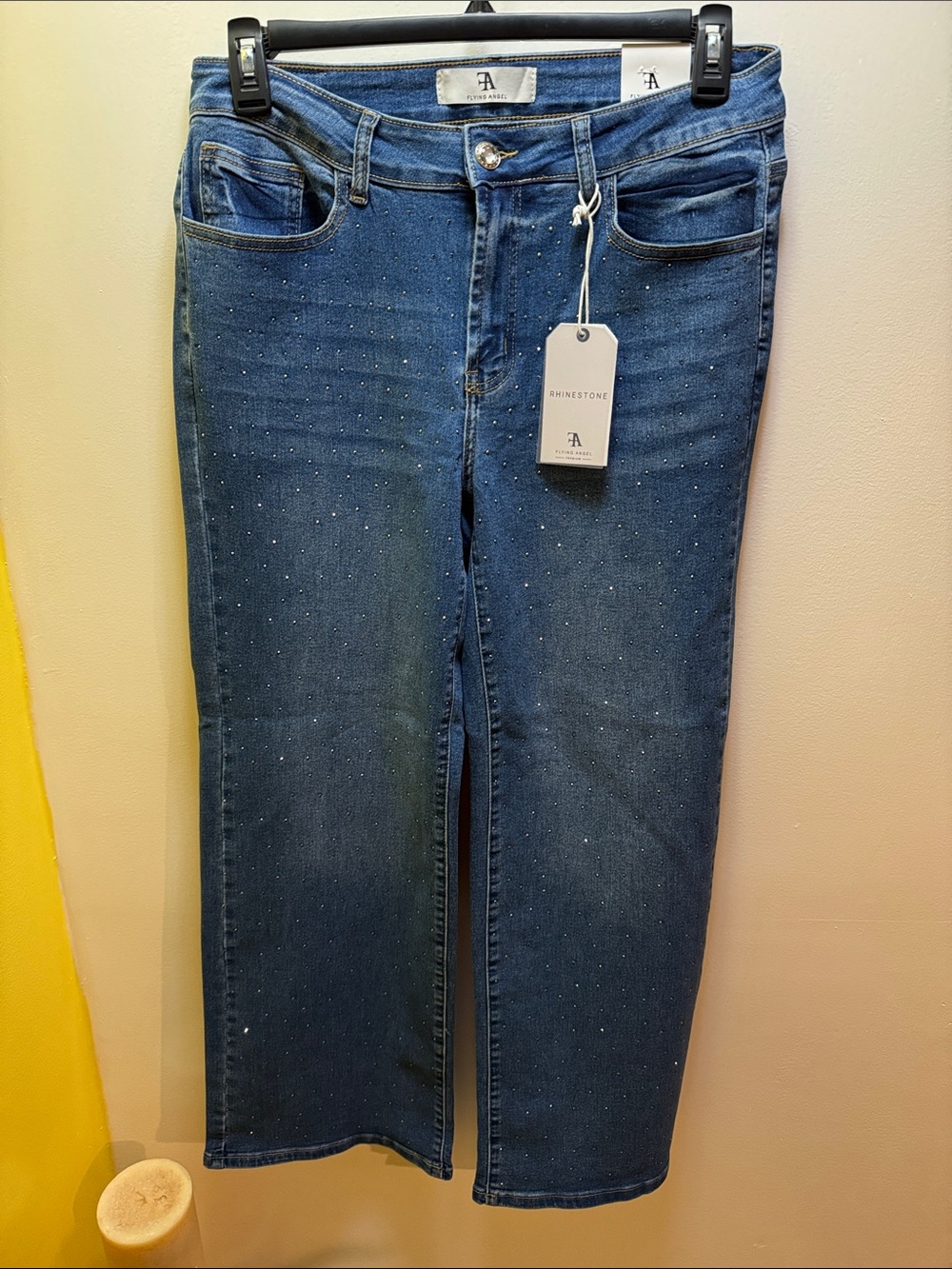 NWT Rhinestone crop jeans size 14.